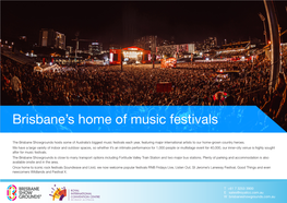 Brisbane's Home of Music Festivals