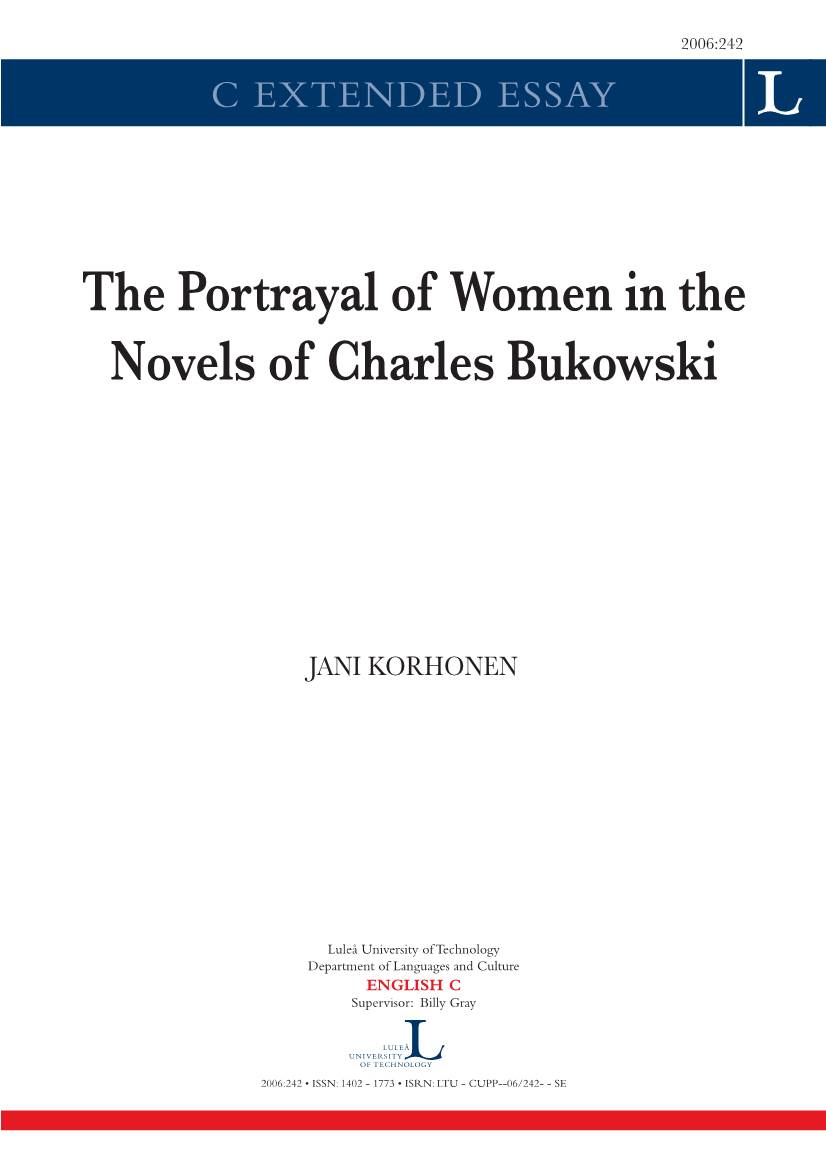 The Portrayal of Women in the Novels of Charles Bukowski
