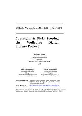 Copyright & Risk: Scoping the Wellcome Digital Library Project