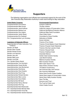 Item 10 Supporters List