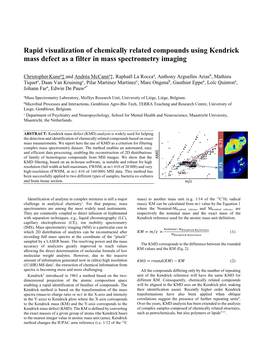 Rapid Visualization of Chemically Related Compounds Using Kendrick Mass Defect As a Filter in Mass Spectrometry Imaging