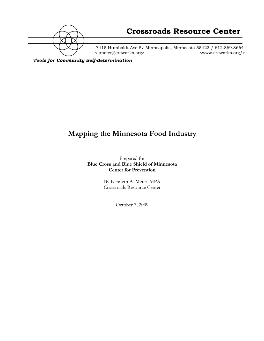 Mapping the Minnesota Food Industry Crossroads Resource Center