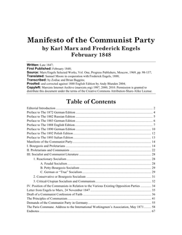 Manifesto of the Communist Party by Karl Marx and Frederick Engels February 1848