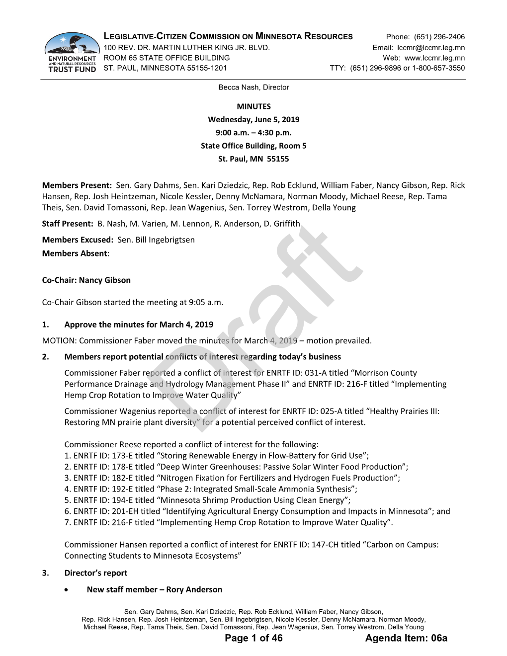 06A LEGISLATIVE-CITIZEN COMMISSION on MINNESOTA RESOURCES