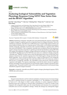 Analyzing Ecological Vulnerability and Vegetation Phenology Response Using NDVI Time Series Data and the BFAST Algorithm