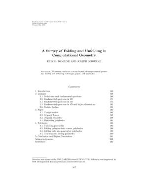 A Survey of Folding and Unfolding in Computational Geometry