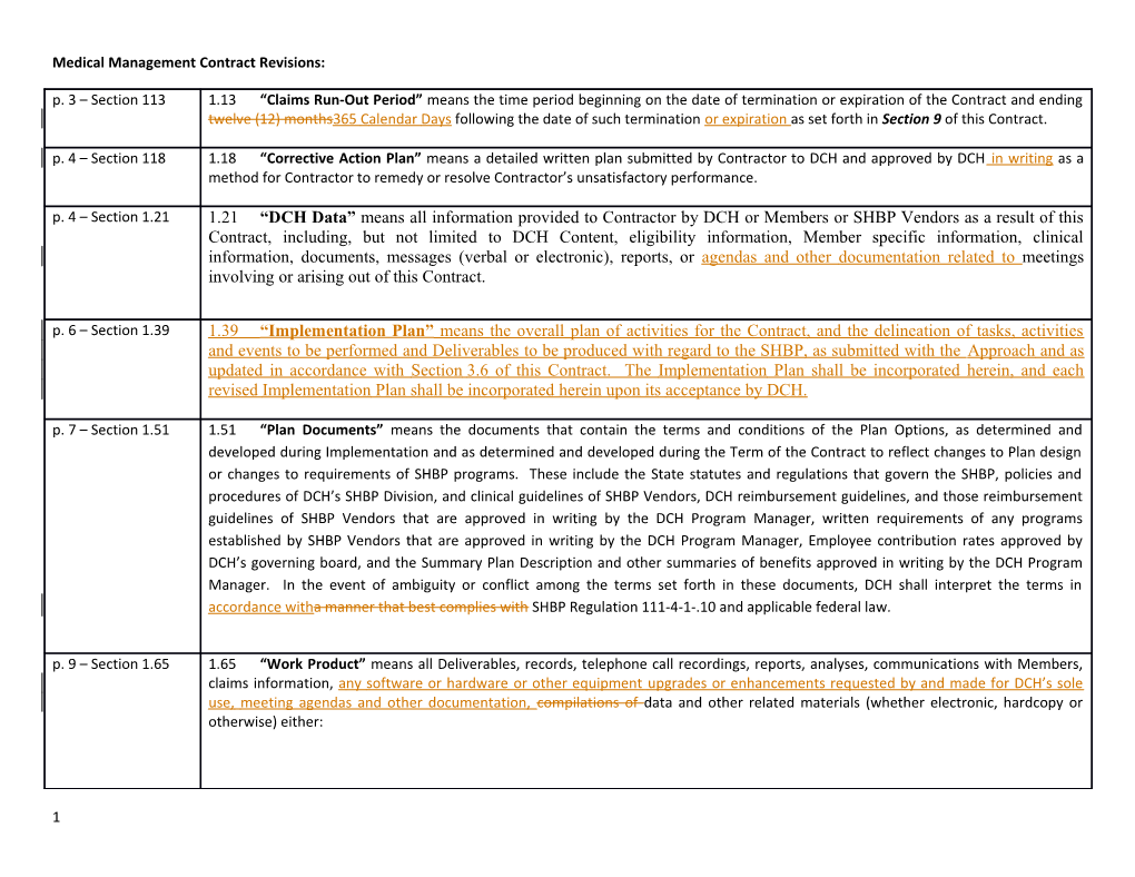 Medical Management Contract Revisions