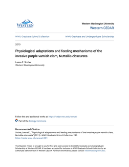 Physiological Adaptations and Feeding Mechanisms of the Invasive Purple Varnish Clam, Nuttallia Obscurata