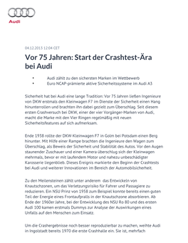 Der Crashtest-Ära Bei Audi