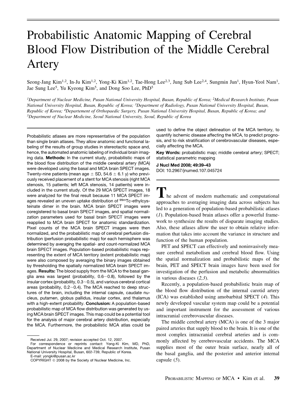 Probabilistic Anatomic Mapping of Cerebral Blood Flow Distribution of the Middle Cerebral Artery