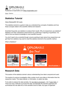 Statistics Tutorial