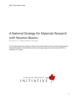 National Neutron Strategy-Draft