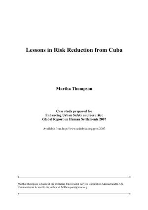 Lessons in Risk Reduction from Cuba