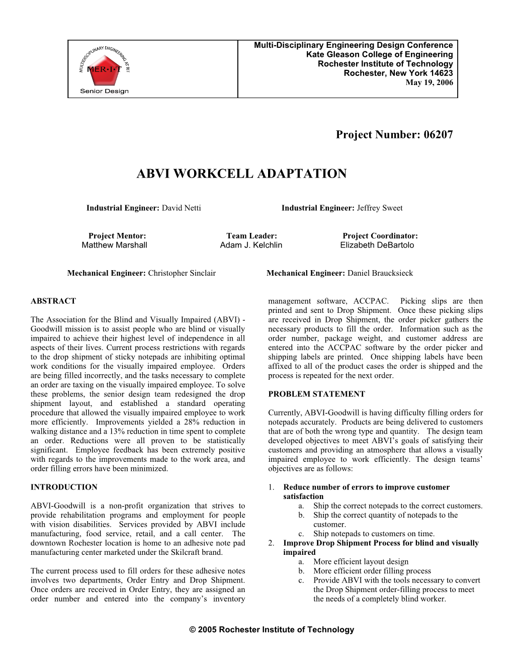 Proceedings of the KGCOE Multi-Disciplinary Engineering Design Conference Page 7