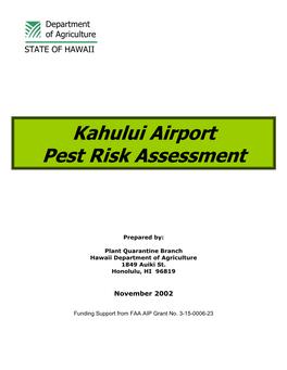 Kahului Airport Pest Risk Assessment