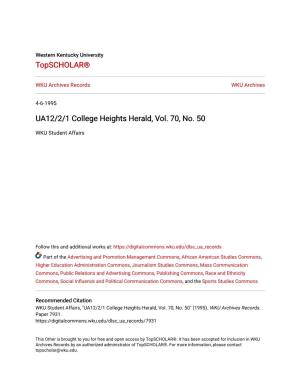 UA12/2/1 College Heights Herald, Vol. 70, No. 50