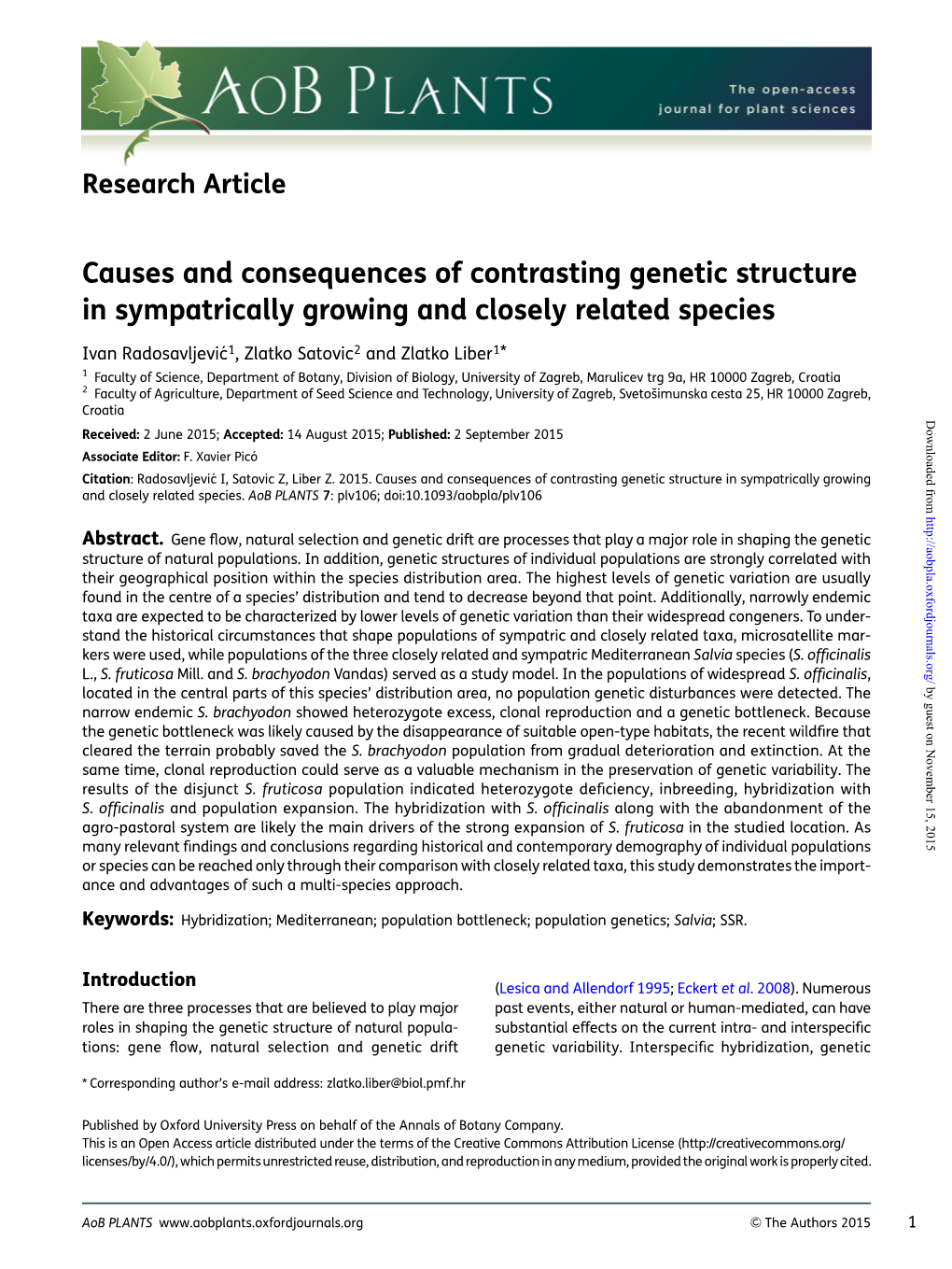 Causes and Consequences of Contrasting Genetic Structure in Sympatrically Growing and Closely Related Species