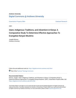 Islam, Indigenous Traditions, and Adventism in Kenya: a Comparative Study to Determine Effective Approaches to Evangelize Kenyan Muslims