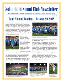 Solid Gold Sound Club Newsletter the Official UCLA Support Organization for the UCLA Bruin Marching Band