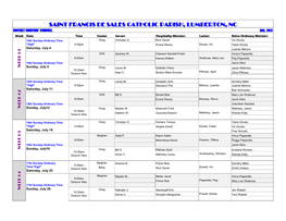 Saint Francis De Sales Catholic Parish, Lumberton, Nc Monthly Ministers' Schedule