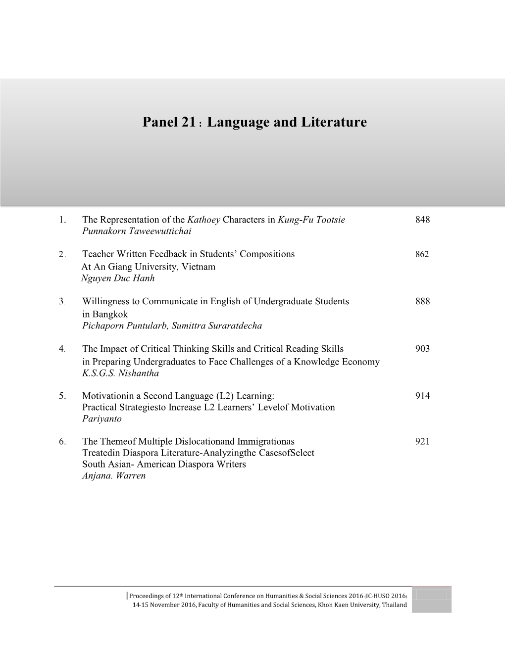 Panel 21 : Language and Literature