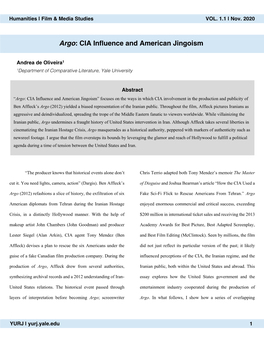 Argo: CIA Influence and American Jingoism