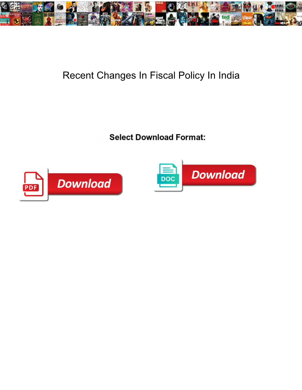 Recent Changes in Fiscal Policy in India