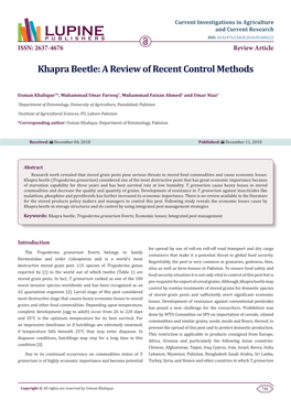 Khapra Beetle: a Review of Recent Control Methods