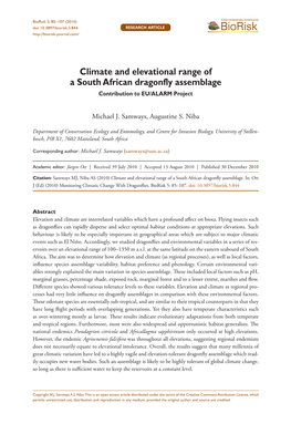 Climate and Elevational Range of a South African Dragonfly Assemblage Contribution to EU/ALARM Project