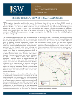 Isis in the Southwest Baghdad Belts