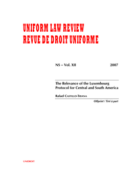 Vol. XII 2007 the Relevance of the Luxembourg Protocol for Central