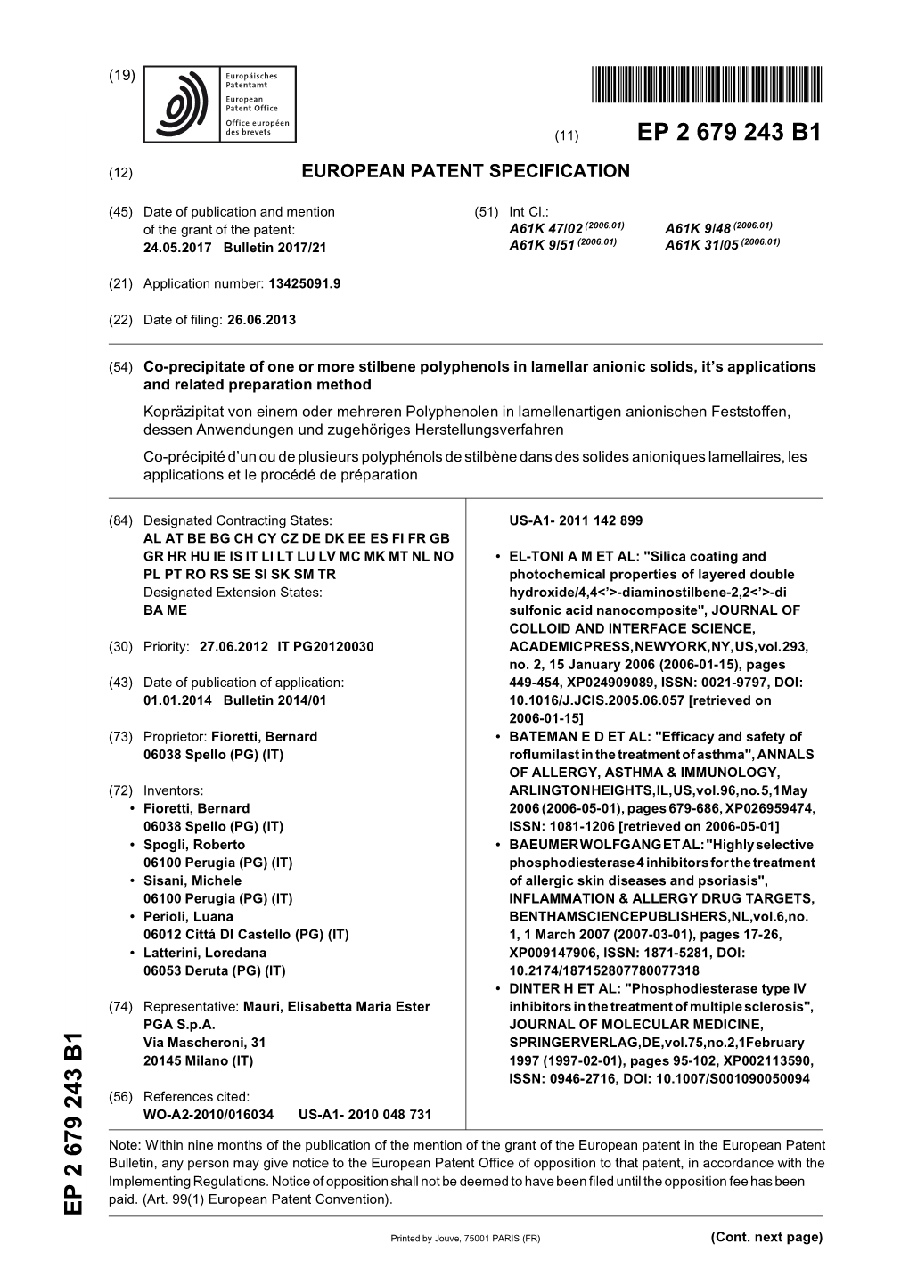 Co-Precipitate of One Or More Stilbene