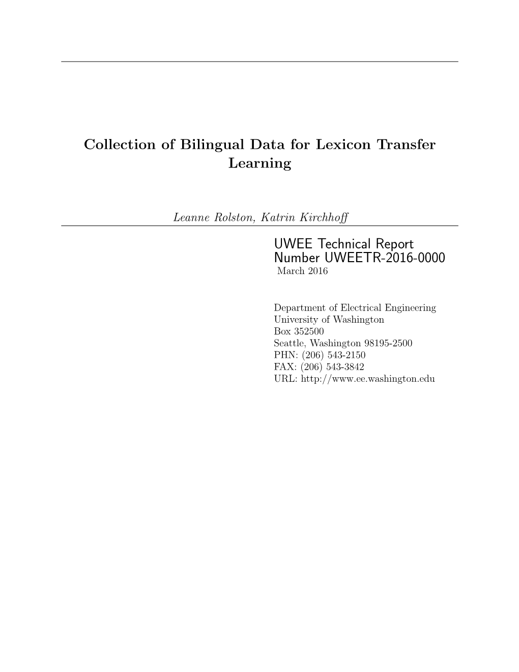 Collection of Bilingual Data for Lexicon Transfer Learning