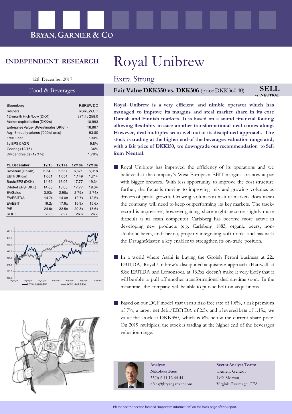 Royal Unibrew 12Th December 2017 Extra Strong Food & Beverages Fair Value DKK350 Vs