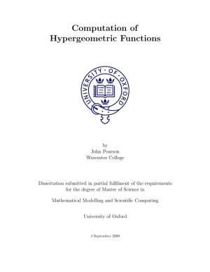 Computation of Hypergeometric Functions