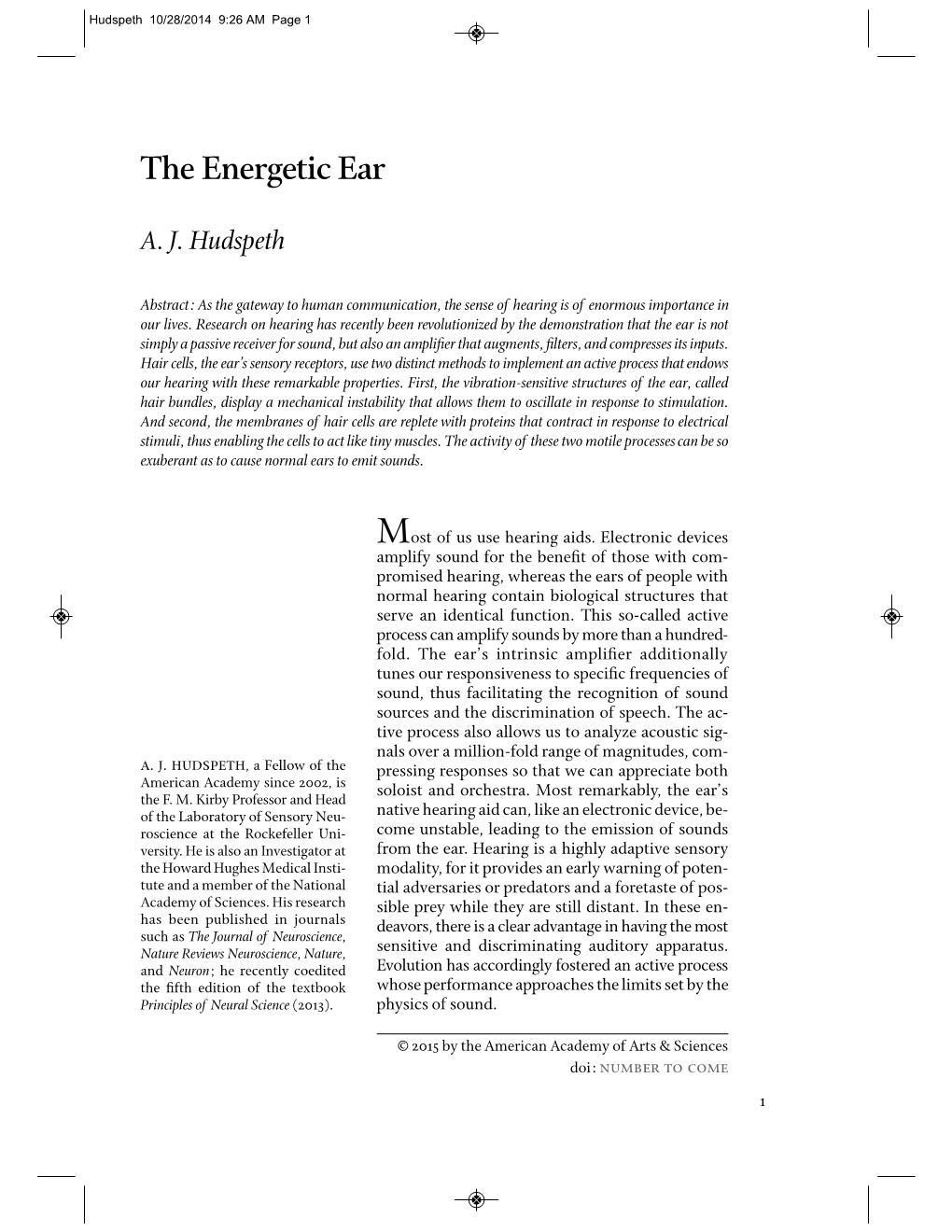 The Energetic Ear