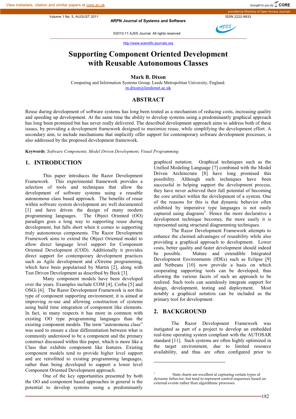 Journal of System and Software Supporting Component