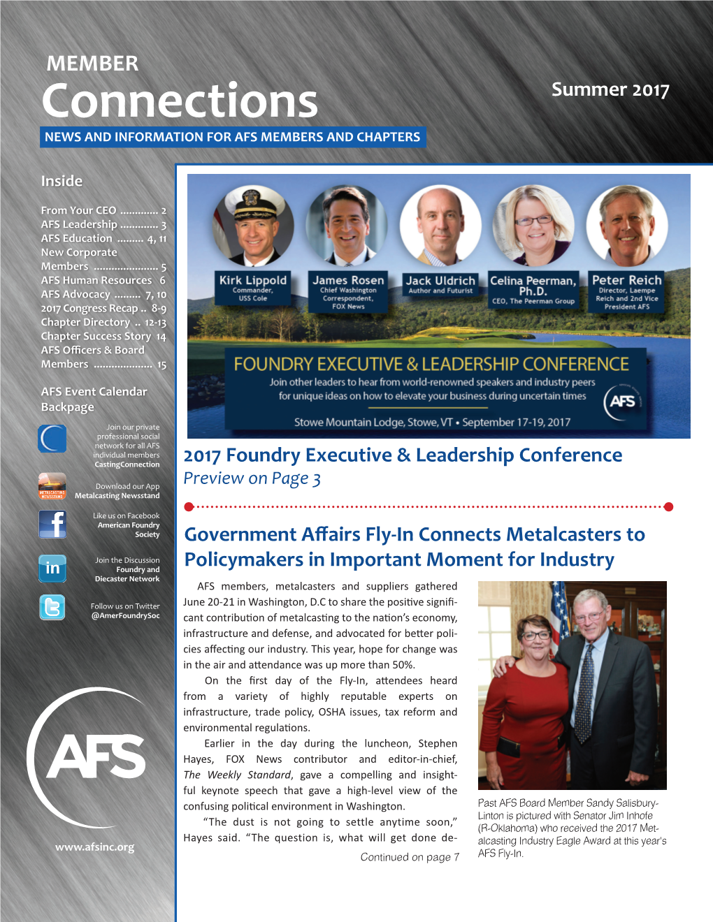 Connections Summer 2017 NEWS and INFORMATION for AFS MEMBERS and CHAPTERS