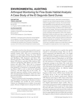 Arthropod Monitoring for Fine-Scale Habitat Analysis: a Case Study of the El Segundo Sand Dunes
