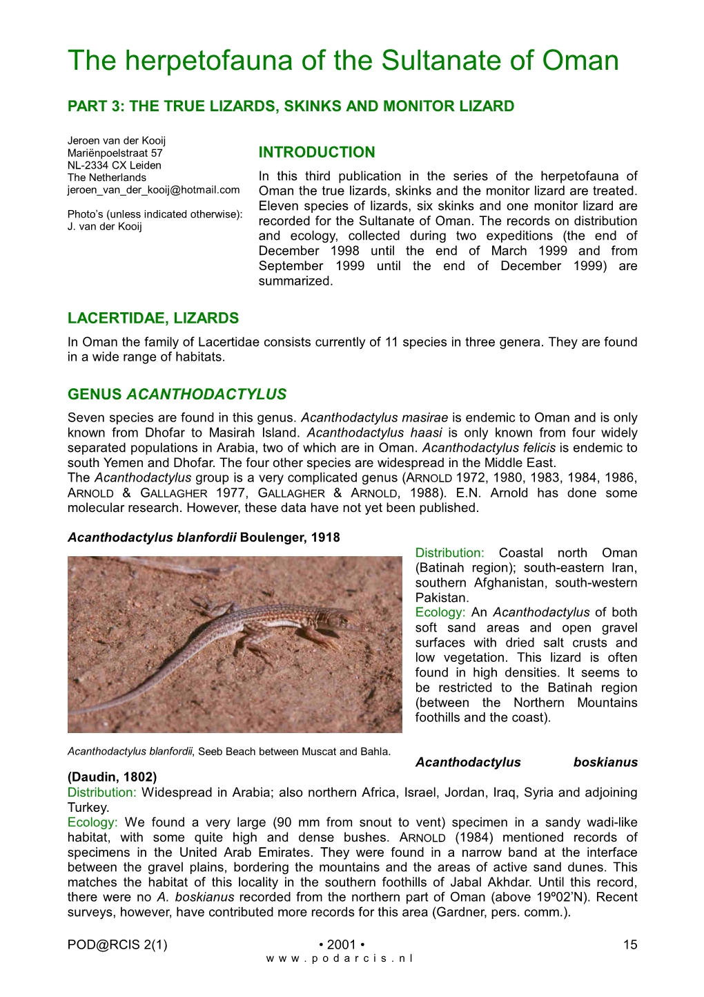 The Herpetofauna of the Sultanate of Oman