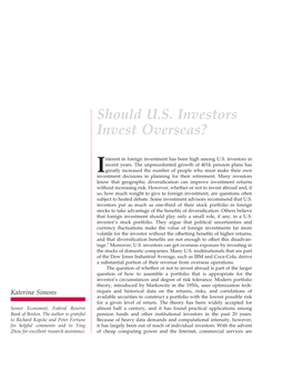 Should U.S. Investors Invest Overseas?