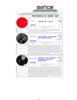 Pre-Pedidos: 29 - Enero - 2021