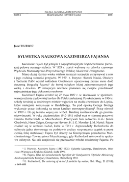 Sylwetka Naukowa Kazimierza Fajansa