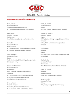 Augusta Full-Time Faculty