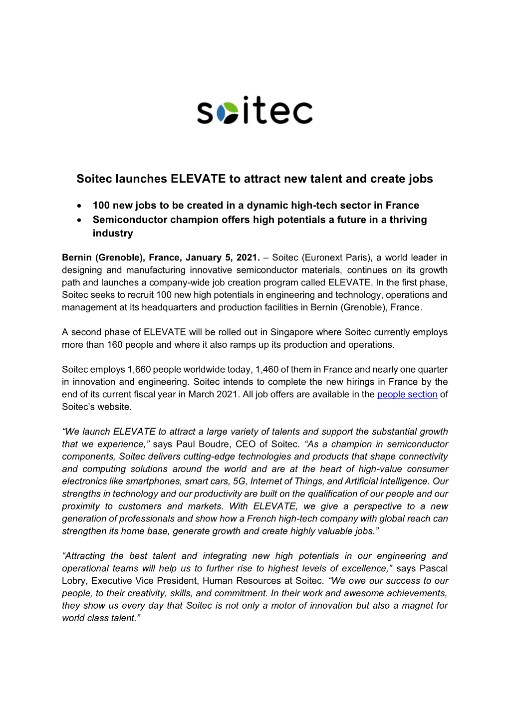 Soitec Launches ELEVATE to Attract New Talent and Create Jobs