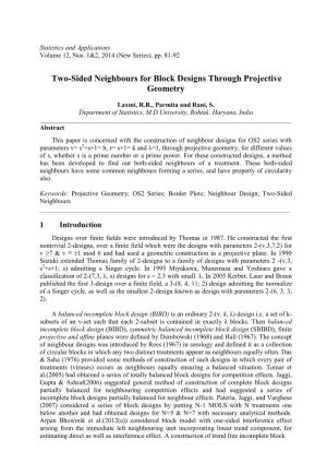 Two-Sided Neighbours for Block Designs Through Projective Geometry
