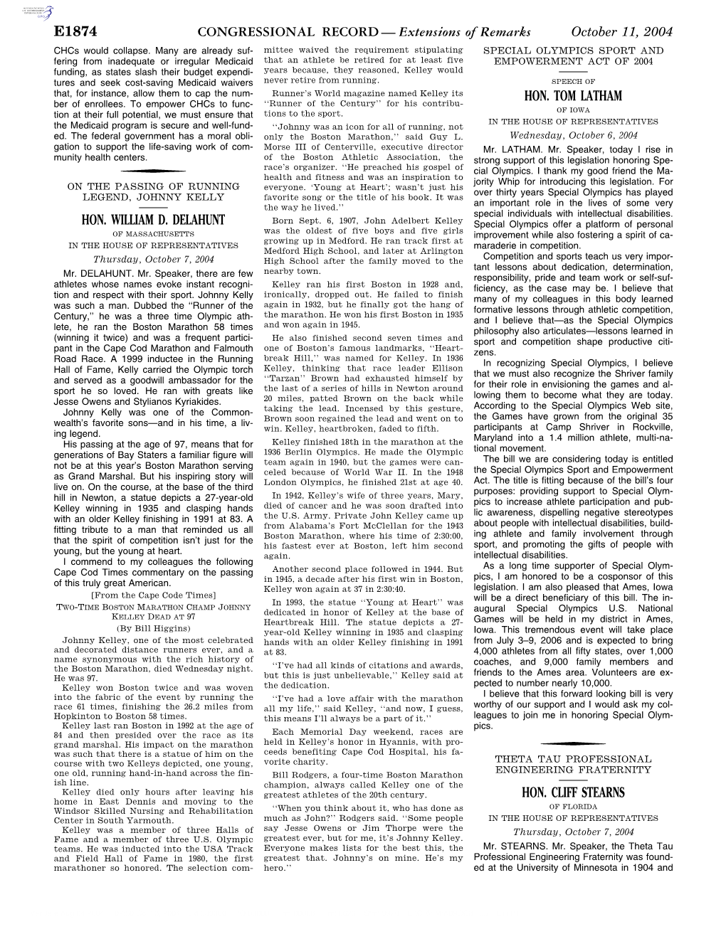 CONGRESSIONAL RECORD— Extensions of Remarks E1874 HON