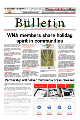 WNA Members Share Holiday Spirit in Communities There Are Many Ways Wisconsin Newspaper Than 90 Food Pantries and Programs