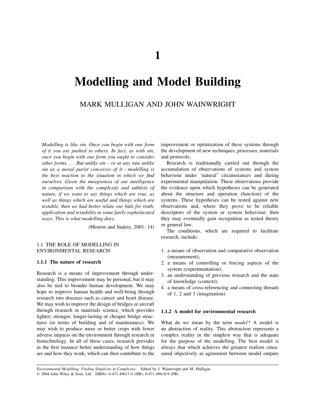 Modelling and Model Building