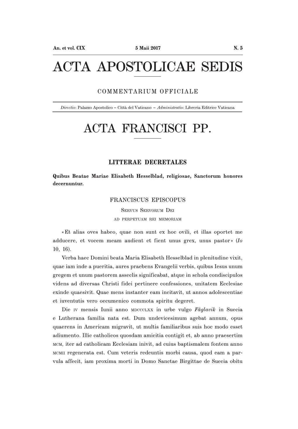 Acta Apostolicae Sedis